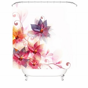 Fuchsia Flowers Shower Curtains for Bathroom Waterproof Fabric Bath Curtain Durable Soft Stylish Bathroom Decor 72x72 Inch - 1 of 1
