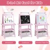 Infans Kids Art Easel Double Sided Chalkboard Magnetic Whiteboard w/ Storage Tray Pink - 3 of 4