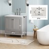GlasFlength Bathroom Storage Cabinets, Freestanding, Open shelving Bathroom Vanity，Assembly Required, Gray, 29.8"*19.1"*34.75" - 4 of 4