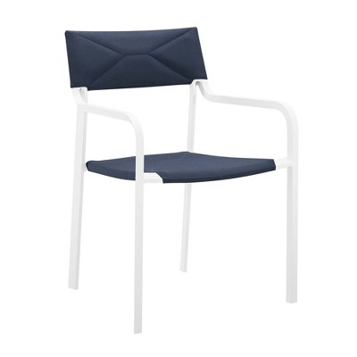 Modway Raleigh Outdoor Dining Armchair – Stackable Patio Aluminum Chair with Cushions, Weather-Resistant Gray White