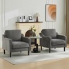 Mid-Century Modern Accent Chairs,Modern Linen Fabric Armchair for Living Room,Comfy Sofa Chairs with Scooped Arms, for Office Bedroom Reading Spaces - 3 of 4