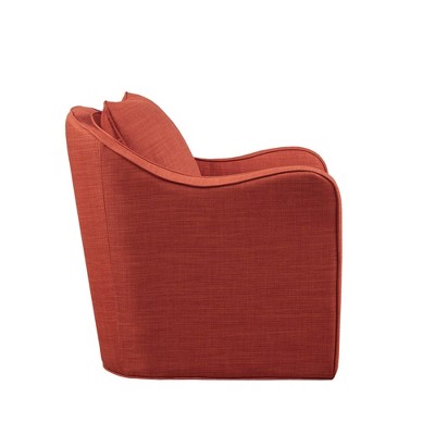 Warm Orange Swivel Accent Chair with Black Metal Base
