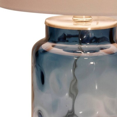 Ashburn 15'' Blue Glass Transitional Table Lamp with White Shade
