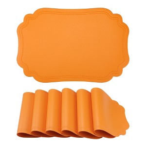 REGALWOVEN Solid Placemats Set of 6 Leather Placemats for Kitchen Dining Table Decor Heat Resistant Table Placemats Sturdy Table Mat - 1 of 4