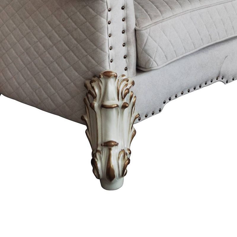89&#34; Vendome II Sofa Two Tone Ivory Fabric and Antique Pearl Finish - Acme Furniture, 3 of 9