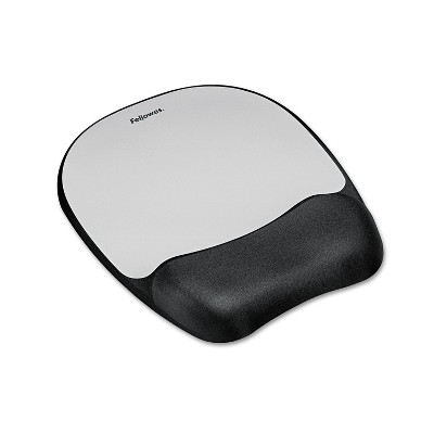 Fellowes Memory Foam Mouse Pad Wrist Rest 7 15/16 x 9 1/4 Black/Silver 9175801