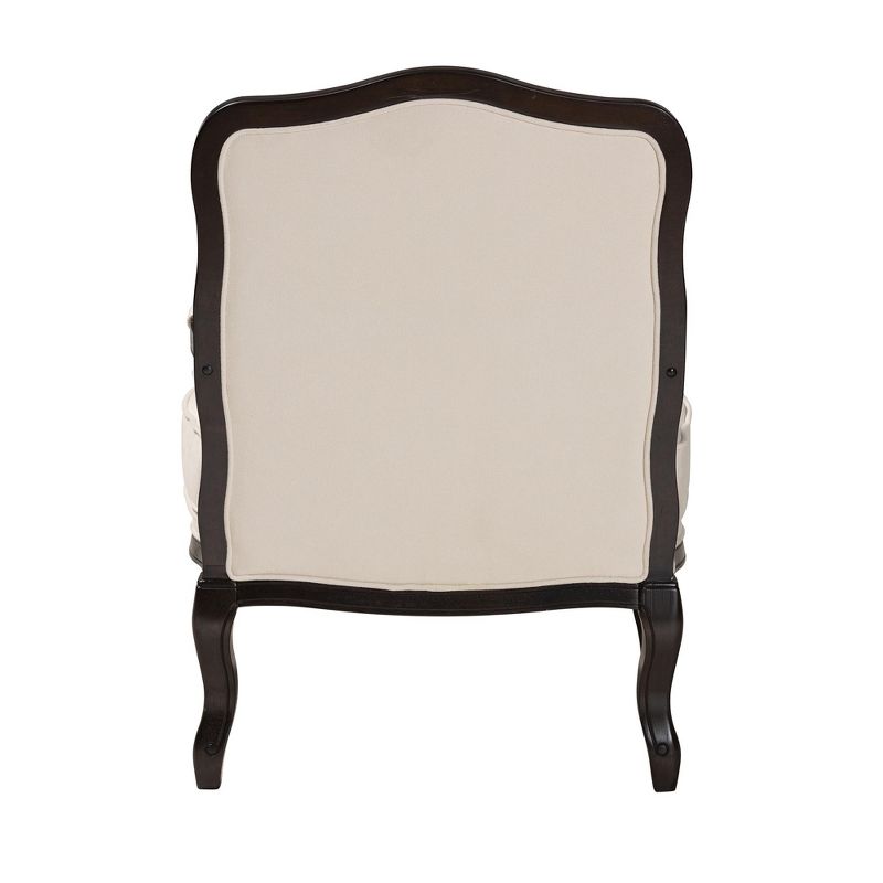 Baxton Studio Dion Traditional French Cream Fabric and Wenge Brown Finished Wood Accent Chair, 5 of 11