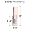 Possini Euro Design Midtown Modern Wall Light Sconces Set of 2 Satin Nickel Hardwire 4 1/2" Fixture White Glass for Bedroom Bathroom Vanity Reading - 4 of 4