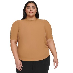 Calvin Klein Womens Solid Ruffled Blouse - 1 of 1