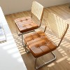 QingMoon Rattan Dining Chairs Set of 2, Leather Rattan Side Accent Chairs, Stainless Chrome Base, Modern Mid Century Designed Chairs - 2 of 4