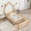 CAVINAS Twin/Full Size Bed Frame with House-Shaped Headboard & Fences,Modern Floor Bed for Kids Room,Bedroom - 2 of 4