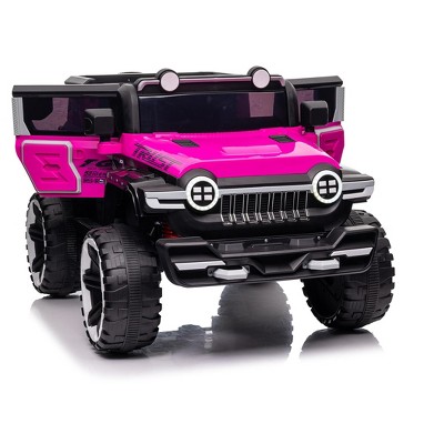 12V Electric Kids Ride on Car with Remote Control, 2 Seater 4WD Off-Road Truck with Decor Spare Tire, 25W Dual Motor