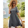 Coolmee Women Casual Ruffle Hem Round Neck Short Sleeve Tiered Flowy Midi Dress With Pockets - 2 of 4