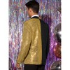 INSPIRE CHIC Men's Shawl Lapel Party Disco Shinny Color Block Sequin Blazer - 3 of 4