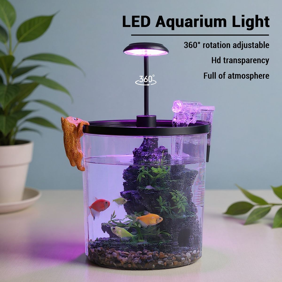 Garvee 1.5 Gallon Small Fish Tank, Betta Fish Tank kit with LED Light, Oxygen Generator, Fish Tank Starter Kits for Beta,Goldfish - thumbnail 4