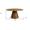 HomeRoots 60" Natural Rounded Solid Wood Pedestal Base Dining Table - 3 of 4