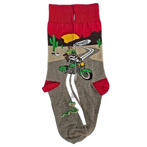 Slow Animals on a Motorcycle Socks from the Sock Panda (Men's Sizes Adult Large) - 1 of 4