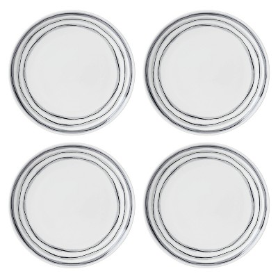 Gray and White Floral Porcelain 12-Piece Dinnerware Set