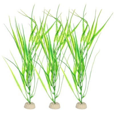 Unique Bargains Plastic Artificial Water Plants Aquarium Decorations Green 12.01" Heigh 3 Pcs