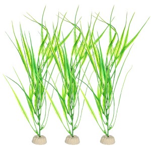 Unique Bargains Plastic Artificial Water Plants Aquarium Decorations Green 12.01" Heigh 3 Pcs - 1 of 4