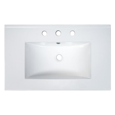 White Bathroom Sink One Hole Drop One Holes Porcelain Ceramic Bathroom Vanity Top Sink Basin