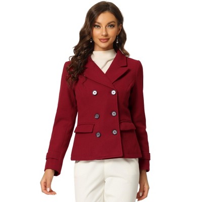 INSPIRE CHIC Women's Notched Lapel Double-Breasted Pea Coat