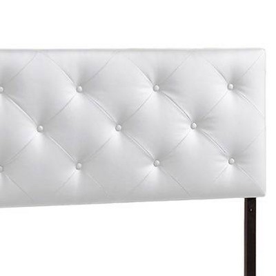 White Faux Leather Tufted Queen Upholstered Headboard