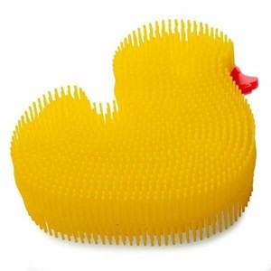 Norpro Silicone Dish Brush - Double Sided Multi Use Veggie Scrubber Pot Holder - Yellow (Duck) - 1 of 4