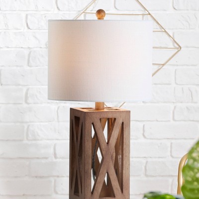 21.5" Wood Stewart Table Lamp (Includes LED Light Bulb) Brown - Jonathan Y