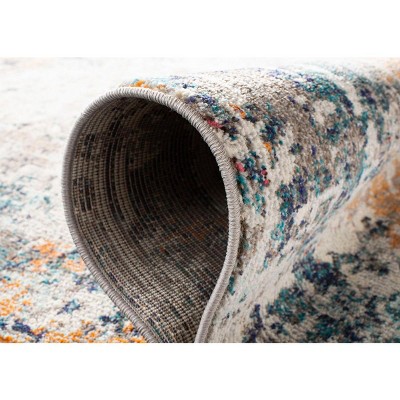 Gray and Beige Abstract Synthetic Area Rug