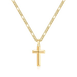 Turandoss S925 Sterling Silver Cross Necklace for Men Boys, Gold Silver Black Cross Pendant Necklace, Fathers Day Christmas Valentines Gifts for Men - 1 of 4