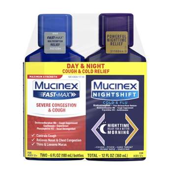 Mucinex Max Strength Congestion, Cough, Cold & Flu Medicine - Day & Night - Liquid - 6 fl oz/2ct