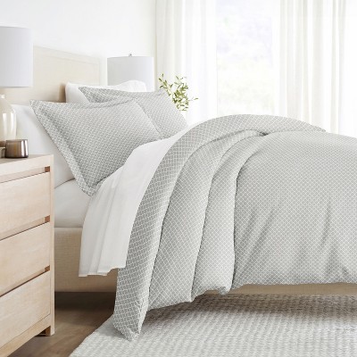 Quatrefoil & Farmhouse Vine Prints 3PC Duvet Cover & Shams Set, Ultra Soft, Easy Care - Becky Cameron