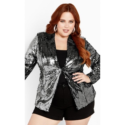 Women's Plus Size Sequin Seduction Jacket - Gunmetal