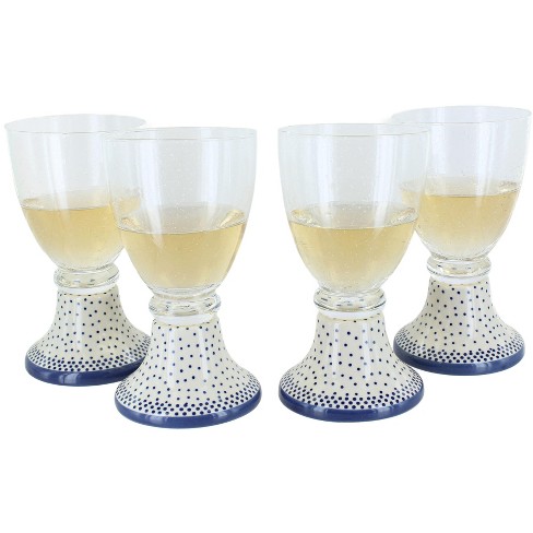 Blue Rose Polish Pottery Manufaktura 4pc Wine Glass Set - image 1 of 1