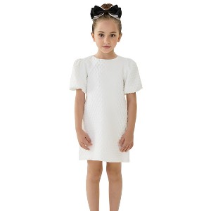 2Bunnies Girls' Textured Puff Sleeve Dress - 1 of 4