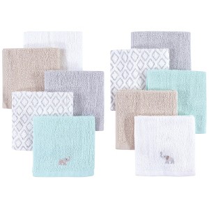Hudson Baby Infant Unisex Super Soft Cotton Washcloths, Elephants, One Size - 1 of 1