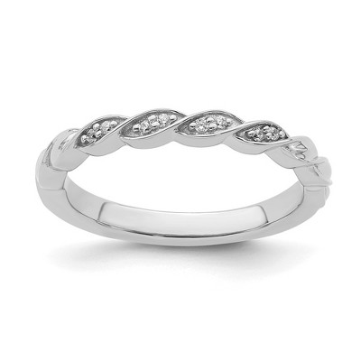 Black Bow Jewelry 2.5mm 14k White Gold .04 Ctw Diamond Stackable Twist Band
