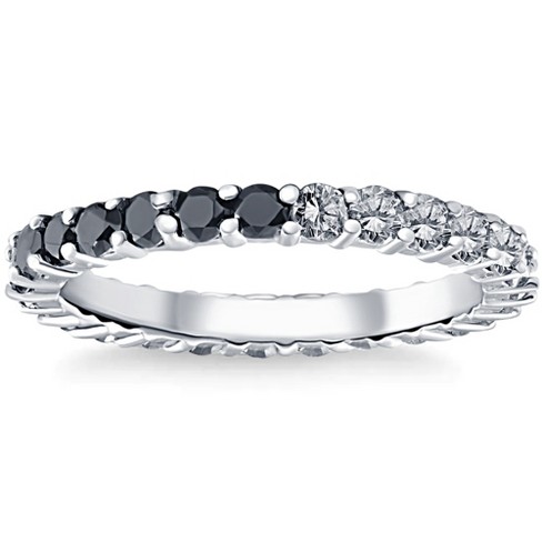 Pompeii3 1 1/4ct Black & White Diamond Eternity Stackable Wedding Ring ...
