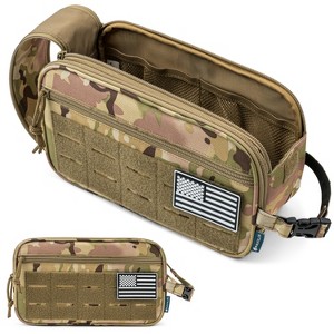 Pavilia Tactical Toiletry Bag for Men, Hygiene Travel Bag, Military Dopp Kit, Water Resistant Molle Pouch, Shaving Grooming Organizer Case - 1 of 4