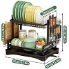 LunaLulinlk Dish Rack for Kitchen Counter, 2 Tier Dish Rack and Dish Drainer for Kitchen Organizer, Large Capacity, Black - 2 of 4