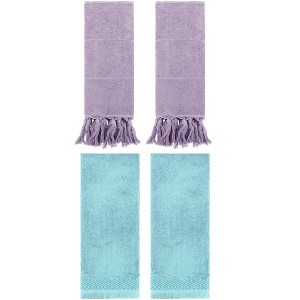 REGALWOVEN 4 Packs Cotton Absorbent Soft Turkish Hand Towels with tassel for Bathroom - 1 of 4