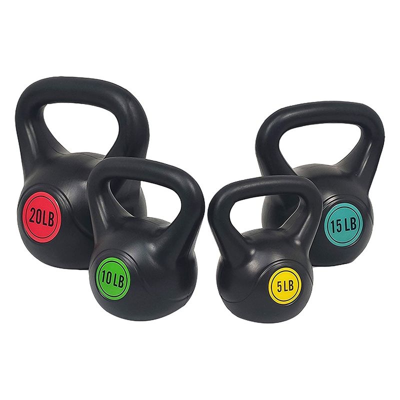 BalanceFrom Fitness Home and Gym Personal Workout Vinyl Coated Solid Cast Iron Kettlebell Weight Set with 5, 10, 15, and 20 Pound Color Coded Weights, 2 of 7