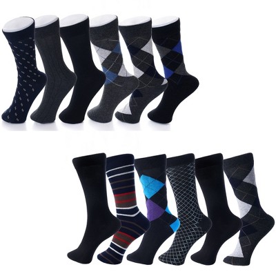 Alpine Swiss Mens Cotton 12 Pack Dress Socks Solid Ribbed Argyle Shoe ...