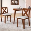 Tangkula Wooden Dining Chair Set of 2 w/Acacia Wood Legs Padded Seat Curved Back - 3 of 4