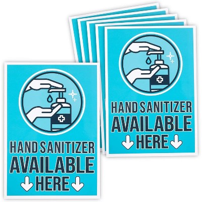 Stockroom Plus 6 Pack Store Safety Signs, Hand Sanitizer Available Here (7 x 10 in)