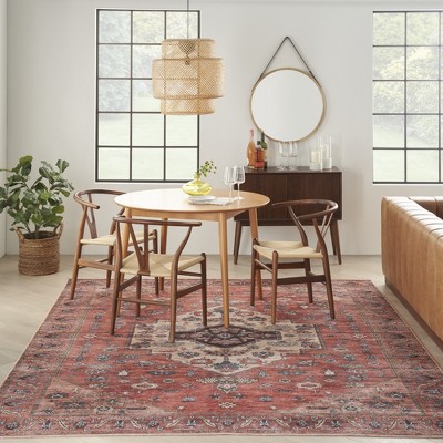 Ivory and Brick 5' x 7' Reversible Flat Woven Synthetic Rug