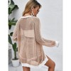 Coolmee Women's Color Block Crochet Cardigan Sweater Long Sleeve Open Front Lightweight Boho Cover Up Casual Knit Cardigans - 4 of 4