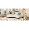 Okak Twin Size Linen Daybed with L-Shaped Upholstered Bed Sofa Bed Frame with Solid Wood Legs Easy to Assemble, Beige - 3 of 4