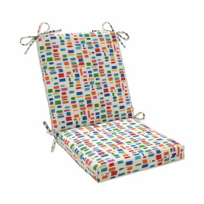 36.5" x 18" Outdoor/Indoor Squared Chair Pad Color Tabs Primaries Blue - Pillow Perfect